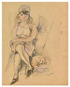 Seated girl with dog 1924